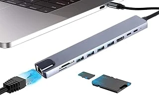 Coverzone Type C Hub, 10 In 1 4 Adet 3.0 Usb Çoklayıcı,4K Hdmi Bağlantısı,Sd Tf Kart Okuyucu,Rj45 Ethernet,2 Adet Usb C Pc Bağlantı Girişli Adaptörü Macbook Ile Uyumlu Zr795 ürün görseli 1
