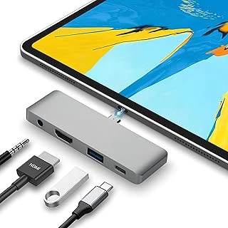 Newpole Type C Hub (4 Port), 85W Pd Type-C Port 4K 30Hz Veya 1080P 60Hz Hdmi, 1 Adet Usb 3.0 Port Şarj Veri Transfer, 3.5Mm Jak Kulaklık Ses Grişi, Macbook Pro/Air/Ipad/Iphone Vb. Uyumlu ürün görseli 1
