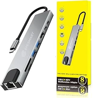8 Portları 1 Arada Usb C Hub Adaptörü, 4K Hdmi, Şarj Cihazı, Usb C Bağlantı Noktaları, Sd/Micro Sd Kart Okuyucular, Ethernet Bağlantı Noktası, M1 M2 Bilgisayarlar Için, Thunderbolt 3 ürün görseli 1