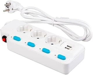 Rt-05 Termal Akım Korumalı 2500W 10 Amper 3 Lü Priz 1.5 Metre Uzatma Kablosu Çoklu Priz 2 Usb Çocuk Korumalı ürün görseli 1
