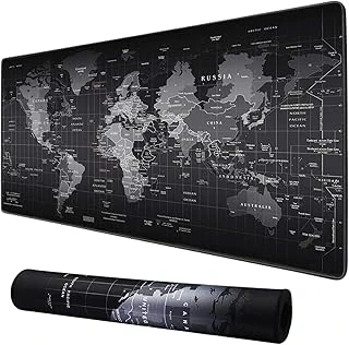 Mcstorey Mouse Pad 90X40 Cm Geniş Dünya Haritası Desenli Kaymaz Tabanlı Dikişli Kenar Büyük Klavye Mouse Altlığı Siyah ürün görseli 1