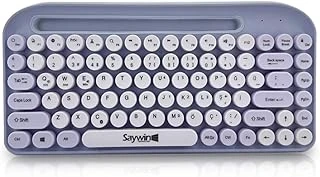 Saywin Bluetooth Klavye Renkli Kablosuz Klavye Daktilo Görünümlü Tuş Tasarımı Şık Kullanışlı Telefon Koyma Gözü Pilli Türkçe Q Klavye Sw-05 (Mor) ürün görseli 1