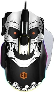 Lecoo Mg1102 Kablolu Rgb Led Aydınlatmalı 8200Dpi 10 Makro Tuşlu Kuru Kafa Desenli Win Optik Mouse Mouse Pad Siyah ürün görseli 1