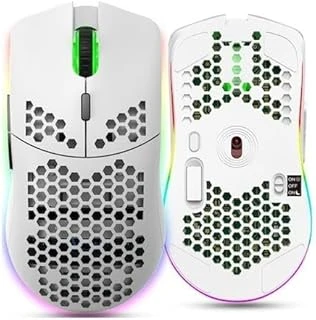 Valkyrie Kablosuz Petek Tasarım Şarjlı Mouse – Rgb Aydınlatmalı 3200 Dpi Hafif Beyaz ürün görseli 1