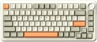 Coverzone Ajazz Ak820 8000Mah Batarya, Dinamik Rgb, Hot-Swap 3 Modlu Mekanik Klavye Oyun Klavyesi, Bluetooth / 2.4G Kablosuz/Type-C Kablolu (Ak820 - Cream Orange - Flying Fish Switch) ürün görseli 1