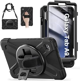 Constrain - Galaxy Tab A9 Sm-X110 Ile Uyumlu Tank Kılıf Omuz Askılı 360 Dönen Standlı Tam Koruma Zırh Kapak ürün görseli 1