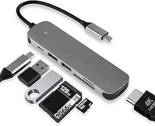 Usb C Hub, Usb C Adaptörü 6 In 1 Usb 3.0 Bağlantı Noktası, Usb-C Bağlantı Noktası/Pd, 4K Hdmi Sd/Tf Kart Okuyucu, Macbook Pro/Air Dizüstü Bilgisayarlar Diğer Tip-C Cihazlarla Uyumlu Yerleştirme ürün görseli 1