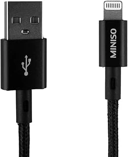 Miniso Iphone Kumaş Kaplama Hızlı Şarj Veri Kablosu 1M Siyah, 2010251613100 ürün görseli 1