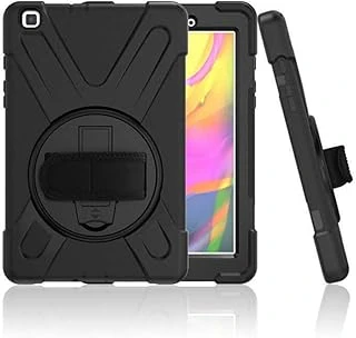 Constrain - Galaxy Tab A 8.0 (2019) T290 Ile Uyumlu Omuz Askılı El Kayışı 360 Derece Dönen Stand Tablet Kılıf Siyah ürün görseli 1