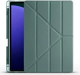 Constrain - Galaxy Tab S9 Kılıf Ile Uyumlu Tri Folding Kalem Bölmeli Standlı Kılıf-Koyu Yeşil - Beyaz 1 ürün görseli 1