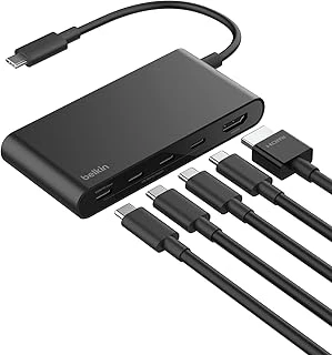 Belkin Usb-C Hub, 5 Portlu Hub, 4K Hdmi Görüntüleme, 60Hz, 100W Güç Dağıtımı, 10 Gbps Hızlı Veri Aktarımı, Usb-C Çoklu Bağlantı Noktalı Adaptör, Macbook, Ipad Pro, Chromebook Dahası Ile Uyumlu ürün görseli 1