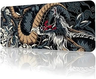 8 Farklı Desenli Baskılı Model Black Deer Xxl Mouse Pad 90X40 Cm – Dikişli Kenar, Kaymaz Taban, Dijital Tasarım, Hassas Takip, Geniş Mousepad (Dragon 90X40 Cm) ürün görseli 1