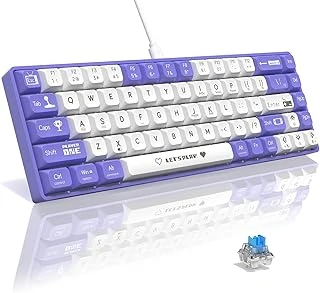 Ajazz Ak680 65% Kablolu Hotswap Mekanik Oyun Klavyesi,68 Tuşlu Taşınabilir Anti-Ghosting Klavye,Gökkuşağı Arkadan Aydınlatmalı Programlanabilir,Ergonomik,Kahverengi Mor Beyaz, Anahtar-Mavi ürün görseli 1