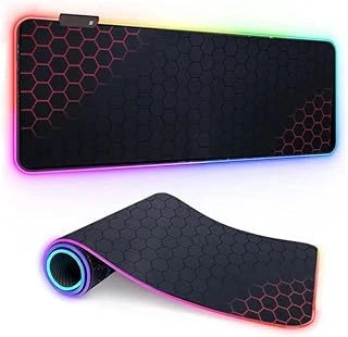 Coverzone Büyük Rgb Mousepad Klavye Pad Kırmızı Altıgen Desenli Red Hex Tasarım Işıklı 70Cm X 30Cm Mouse Pad ürün görseli 1