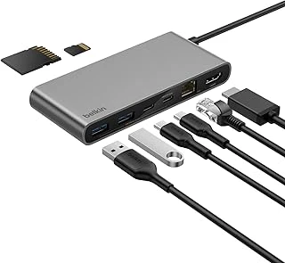 Belkin Connect 8 Portlu Usb-C Hub, 4K@60Hz’E Kadar Çözünürlükleri Destekleyen Ekran Uyumu, Mac, Windows Chromebook Ile Çalışır, 100 W Pd, 10 Gbps Veri Aktarım Hızı 2,5 Gbps Ethernet - Gri ürün görseli 1