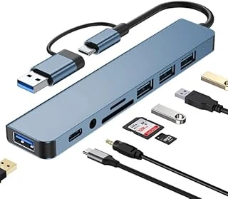Coverzone Çoklayıcı Adaptör 8 In 1 Usb/Type-C To Usb A, Usb C Macbook Uyumlu Çevirici Adaptör Çok Portlu Çoklayıcı 8In1 Usb Hub Titanyum Renk Byl2218Tu ürün görseli 1