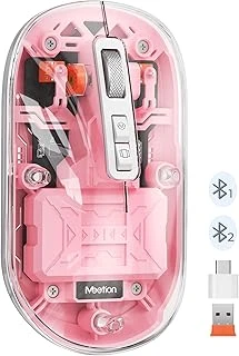 Meetion | Btm005 | Saydam Ofis Mouse | 2.4G Kablosuz + Çift Bluetooth | Sessiz Tıklama | 2400 Dpi (Pembe) ürün görseli 1