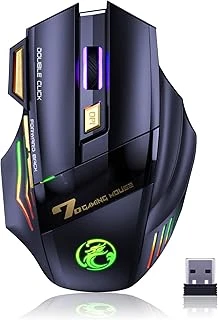 Vegcoo C8 Kablosuz Oyun Faresi, Şarj Edilebilir Silent Click Oyun Faresi, 2.4G Usb Alıcısı, 3 Ayarlanabilir Dpi, 7 Hassas Tuş, Ergonomik Rgb Fare, Dizüstü Bilgisayar, Için ürün görseli 1