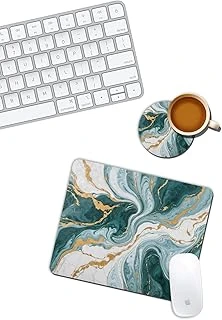Yeşil Mermer Desenli Mouse Pad Bardak Altlığı Set ürün görseli 1