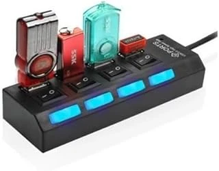 4 Port Usb 2.0 Hub Çoğaltıcı Çoklayıcı Switch Işıklı Anahtarlı ürün görseli 1