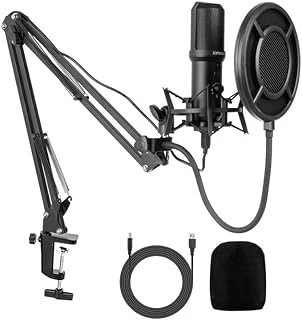 Coverzone Usb Condenser Masaüstü Mikrofon Seti – Kardioid Yönlü, 16Bit/48Khz Profesyonel Kayıt, Led Kontrollü, Shock Mount Stand Dahil – Streaming, Podcast, Oyun Vokal İçin | Q10-Q10B ürün görseli 1