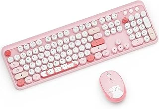 Kablosuz Klavye, Kootop Sevimli Renkli 104 Tuşlu Daktilo Yuvarlak Klavye Pc Dizüstü Bilgisayar, Masaüstü, Windows, Ev Ofis Klavyeleri Için (Kahve) ürün görseli 1