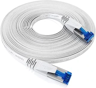 Kabeldirekt – Lan Kablosu Düz, Kırılmaz Yapı – 10M (Cat7 Kablo, 10 Gbit/S, Özellikle Esnek Kurulum Kablosu Olarak Uygun, Maksimum Fiber Optik Hız, Rj45, Beyaz) ürün görseli 1