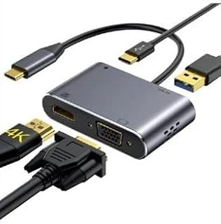 Heartz Hb-03 4K Hdmi̇ Vga Type C Usb Çok Fonksi̇yonlu Metal A Kali̇te Kalin Kablolu Hub (Hb-03 Vga Hdmi Usb Type C 4K Hd Hub) ürün görseli 1