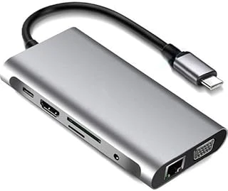11 In 1 Type-C To Usb Hub Port Uyumlu Adaptör Hdmı 4X Usb Lan Vga Sd Card Çevirici Çoklayıcı ürün görseli 1