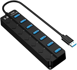 H-507 7 Port Usb 3.0 Hub Çoklayıcı Işıklı Açma Kapama Düğmeli Splitter Windows Uyumlu Çoğaltıcı Switch 5 Gbps ürün görseli 1