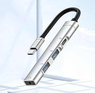 Coverzone Ses Kartlı Usb Hub Çoklayıcı Adaptör 4 In 1 Ses Kartlı Usb/Type-C To Usb 3.0, Usb C 3.5Mm Jak Çıkışlı Macbook Uyumlu Çevirici Adaptör Çok Portlu Çoklayıcı 4In1 Usb Hub Gümüş Renk Zr615 ürün görseli 1