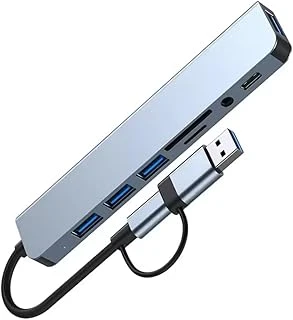 Lunatic 1060 8 In 2 Usb-C & Usb 3.0 Hub Çoklayıcı Usb, Type-C, Sd/Tf Aux Çevirici X Usb 3.0: 5Gbps Hızlı Veri Transferi. Klavye, Mouse Yazıcılar Için Stabil Bağlantı. ürün görseli 1