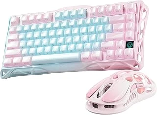 Gravastar Mercury K1 Lite+M2 Kablosuz Rgb Işıklı Mekanik Q Klavye Optik Mouse Seti (Aurora Mist) ürün görseli 1