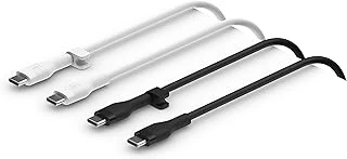 Belkin Boost Charge Flex Silikon Usb-C Şarj Kablosu, Usb-C, Iphone 16, 15, Galaxy S24, S23, Ipad, Macbook, Note, Pixel V Daha Fazlası Için, 1 Metre, 2'Li Paket, Siyah Beyaz ürün görseli 1