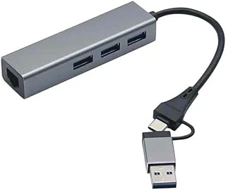 Coverzone 1000 Mbps Gigabit Usb-C Usb-A Girişli 4 Port Usb 3.0 Hub Gigabit Ethernet Adaptörü – 1000 Mbps Kablolu İnternet, 5Gbps Veri Aktarımı, Çoklu Bağlantı Desteği, Kompakt Abs Gövde | Zr1109 ürün görseli 1