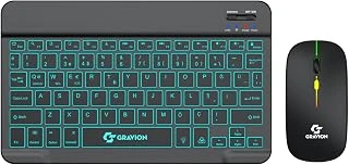 Gravion Km-Bt35 Işıklı Bluetooth Kablosuz Klavye Mouse Seti Siyah, Şarjlı Türkçe Q, Tablet Telefon Laptop Uyumlu, Sessiz Mini Combo ürün görseli 1