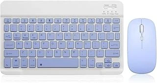 Şık Tasarımlı Bluetooth Kablosuz Klavye Mouse Seti | Android, Ios Windows Uyumlu | Şarj Edilebilir, Taşınabilir Sessiz Tuşlu Set (Beyaz - Mor) ürün görseli 1