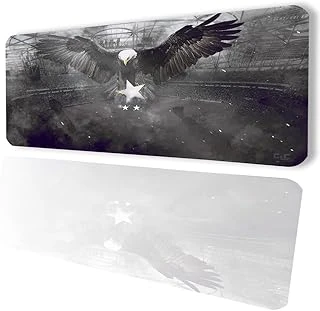 Sonictouch Kara Kartal Siyah Beyaz Yıldız Kaymaz Masaüstü Dikişsiz Siyah Klavye Mouse Pad 32X70Cm ürün görseli 1