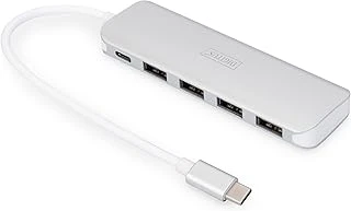Digitus Da-70242-1 – Usb Hub – 4 Port Usb 3.2 Gen 1 Hub Tip C – 5 Gbit/S'Ye Kadar Süper Hızlı Veri Aktarımı – Kompakt Taşınabilir – Tak Çalıştır – Pc, Dizüstü Bilgisayar Için – Gümüş ürün görseli 1