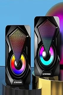 E-1046 Bilgisayar Hoparlörü Led Işıklı Rgb Laptop Pc Uyumlu 1+1 Speaker ürün görseli 1