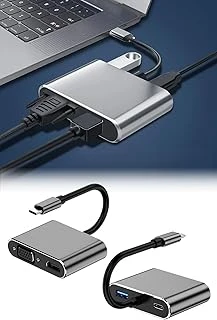 4'Ü 1 Arada Type-C Hub Dönüştürücü Adaptör, 4K Hd Hdmi Vga Görüntü Aktarımı, Pd Hızlı Şarj Destekli, Usb Çoklayıcı ürün görseli 1
