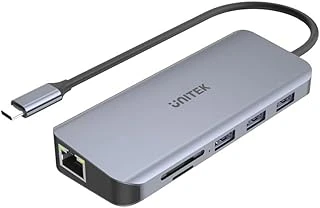 Unitekk Hub Usb-C, 3 X Usb-A 3.1 Port, 4 K Hdmi, Fullhd Vga, Rj45 Gigabit Ethernet Portu Sd Microsd Kart Okuyucu, Power Delivery 100 W, Tak Çalıştır/Alüminyum ürün görseli 1