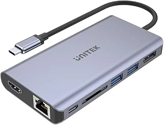 Unitek Hub Usb-C Mst Triple Ekran, 2 X Hdmi + Vga, 1 X Usb-A Port Usb-C Power Delivery 100W │ Usb 3.1 5 Gbps, 4K@30Hz, 2K@60Hz, Alüminyum, Superspeed ürün görseli 1
