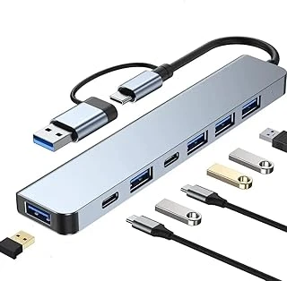 Alüminyum Usb Hub 7 In 1 Usb/Type-C To Usb A, Usb C, Usb 2.0/3.0 Çevirici Adaptör Çok Portlu Tak Çalıştır Usb Çevirici ürün görseli 1