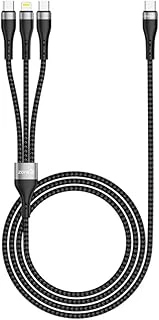 Zore Zr-45 3In1 Usb-A To Lightning - Type-C - Type-C Şarj Data Kablosu 20W 1.5M Siyah ürün görseli 1