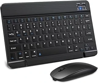 Bluetooth Kablosuz Şarjlı Türkçe Q Klavye Alüminyum Alışım Mini Pilli Mouse Süper Hafif Taşınabillir Bluetooth Eşleştirmeli Midi Klavye 25Cm X 15Cm ürün görseli 1