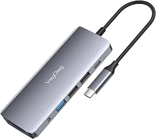 Veggieg Type-C To Hdmi Vga Ethernet Aux 1*Usb 3.0 2*Usb Pd100W Tf Sd Kart Okuyucu Çoklayıcı Dönüştürücü ürün görseli 1