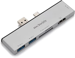 Mcstorey Surface 7 Usb C Hub 6 In 1 Hdmi 4K Usb 3.0 Sd Tf Kart Okuyucu Alüminyum Adaptör Çoklayıcı Tak Çalıştır Gümüş ürün görseli 1