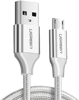 Ugreen Örgülü Micro-Usb & Usb-A Data Şarj Kablosu, 1 Metre, Beyaz ürün görseli 1