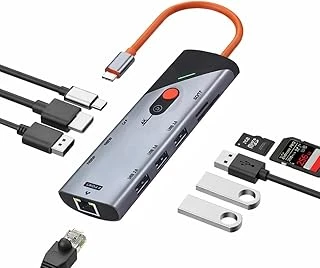 Coverzone Type-C Docking Station 9 In 1 Çoklayıcı Hub Dp Hdtv 4K 60Hz Görüntü Aktarımı 1000Mbps Ethernet Usb 3.0 Port Sd Tf Kart Okuyucu Pd Destekli Çoklu Bağlantı Adaptörü | Zr1253 ürün görseli 1